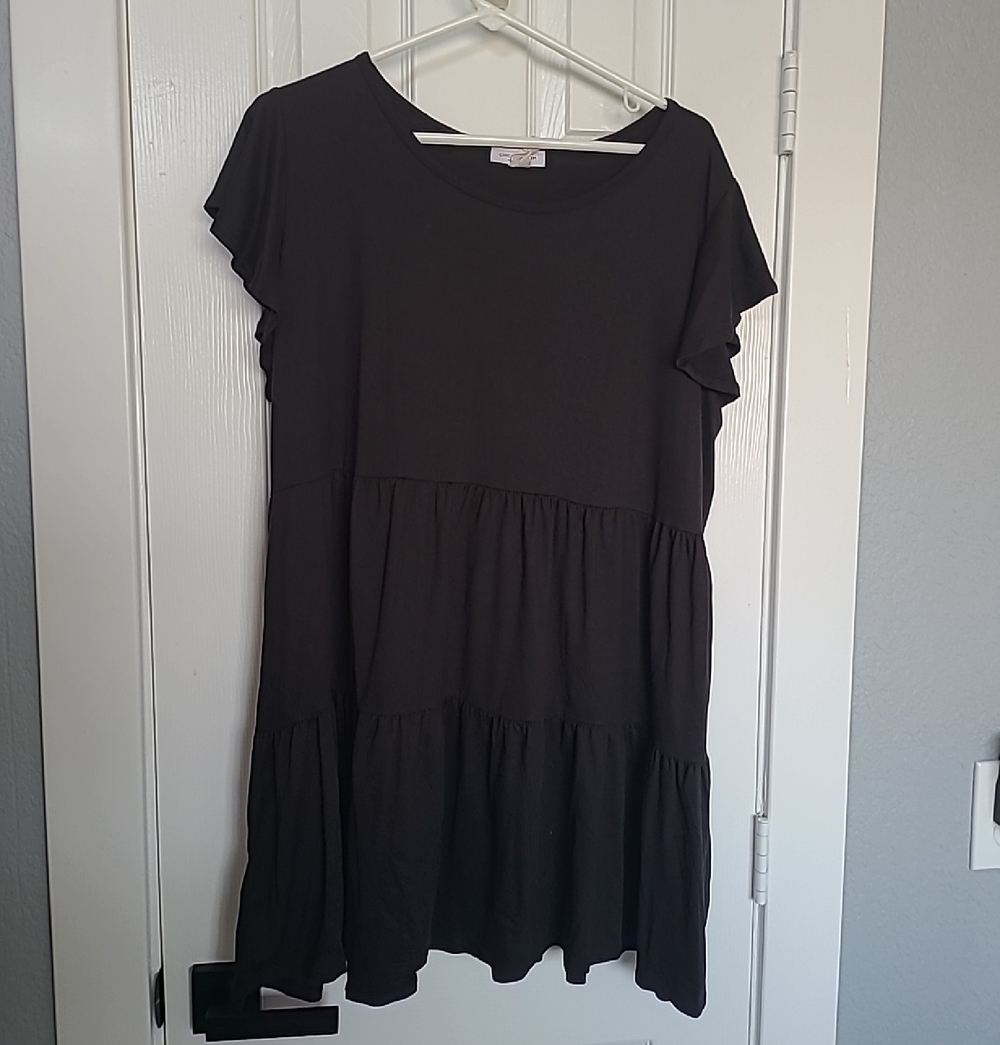 Casual Black Tiered Mini Dress - Unbranded